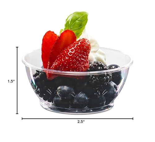 JoyServe JoyServe Clear Mini Plastic Bowls - (Bulk 50 Pack) 6 Oz Disposable Premium Hard Plastic Dessert Bowls for Serving, Weddings, Catering, Parties, Salsa, Home or Event Party Supplies