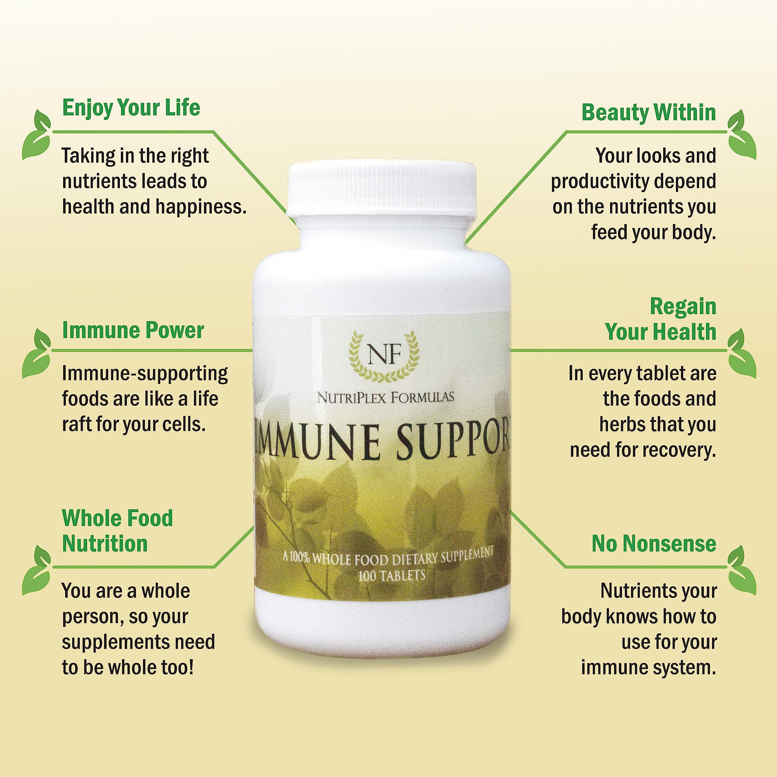 NutriPlex Formulas NutriPlex Immune Support Supplement 10 in 1 with Vitamins A B C D E, Carotenoids, Selenium, Antioxidants, Bioflavonoids, Amino Acids, Enzymes, Chlorophyll, Trace Minerals, Phytosterols – 100 Tablets