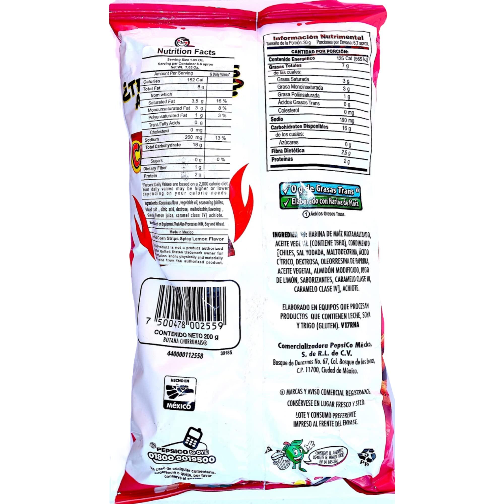 Sabritas - PepsiCo Churrumais Con Limoncito (3 Pack) 6.52 oz - Mexican Large Chips - Botanas Mexicanas Bolsa Grande