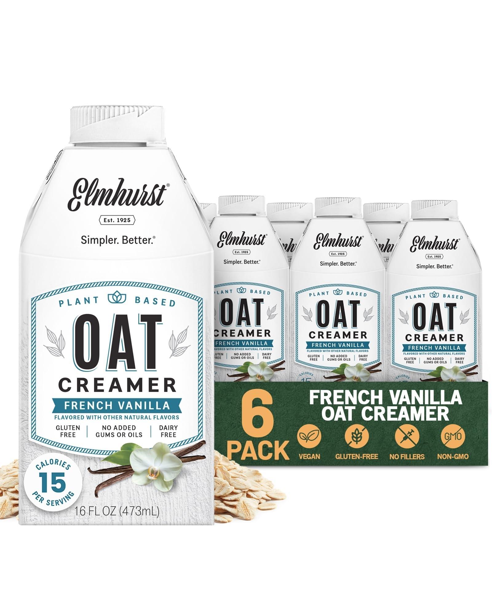 Elmhurst Elmhurst 1925 French Vanilla Oat Creamer, Plant-Based, Vegan, 16 Ounce (Pack of 6)