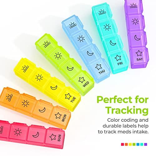 AUVON AUVON iMedassist Moisture-Proof Weekly Pill Organizer 4 Times a Day, Large 7 Day Pill Box Portable for Travel with Removable Individual Pill Containers to Hold Vitamins, Supplements and Medication