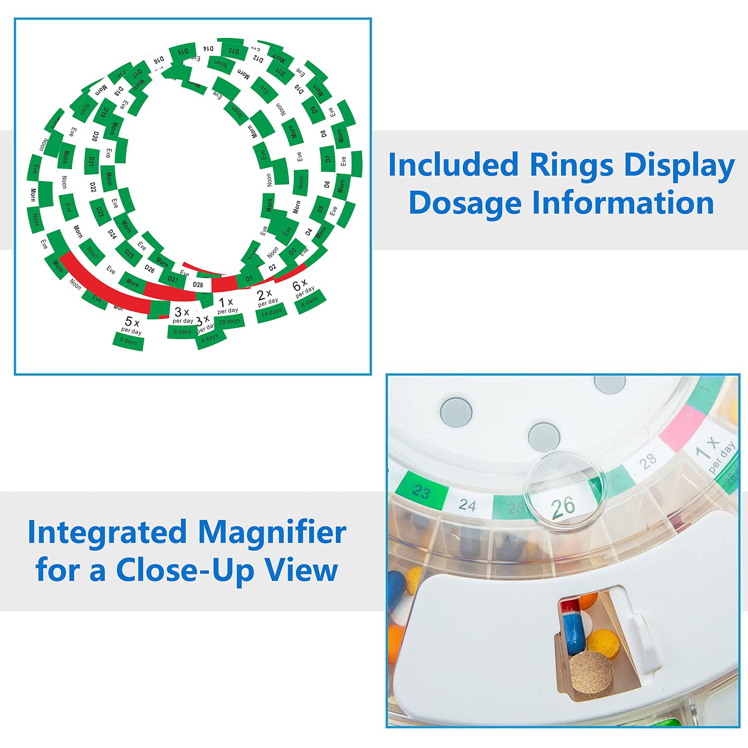 EziLife EZILIFE Automatic Pill Dispenser with Flashing Light, Sound, Alarm and Safety Lock, 28-Day Electronic Medication Organizer Dispense Vitamins and Tablets Up 6 Times/Day Easy Read Display (Frosted)