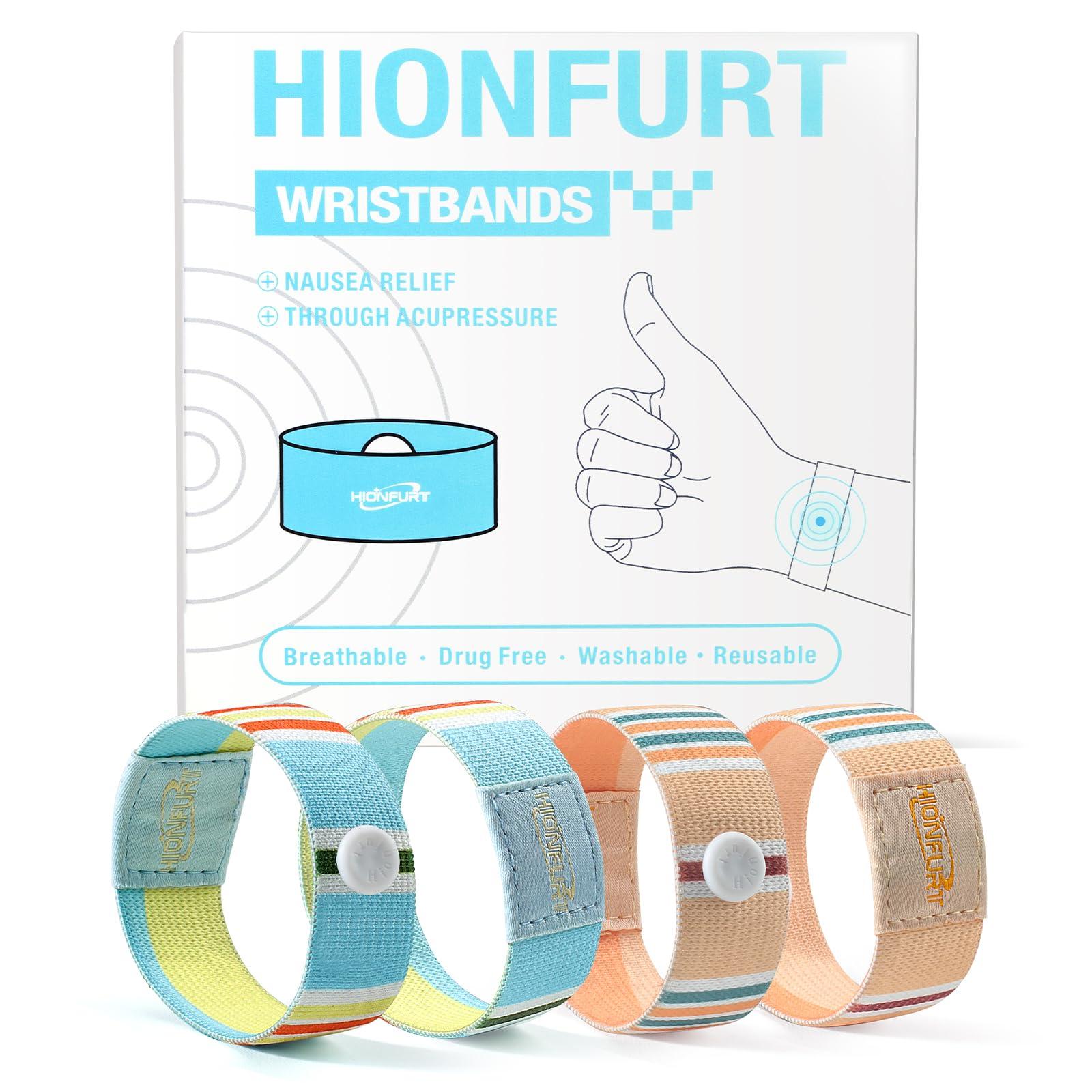 Hionfurt Hionfurt Nausea Relief Motion Sickness Bands, Sea Sickness Wristbands Motion Sickness (Cruise,Plane) Morning Sickness Anti Nausea Relief Wristband Bracelets for Pregnant Women and Adult Kids(2 Pairs)