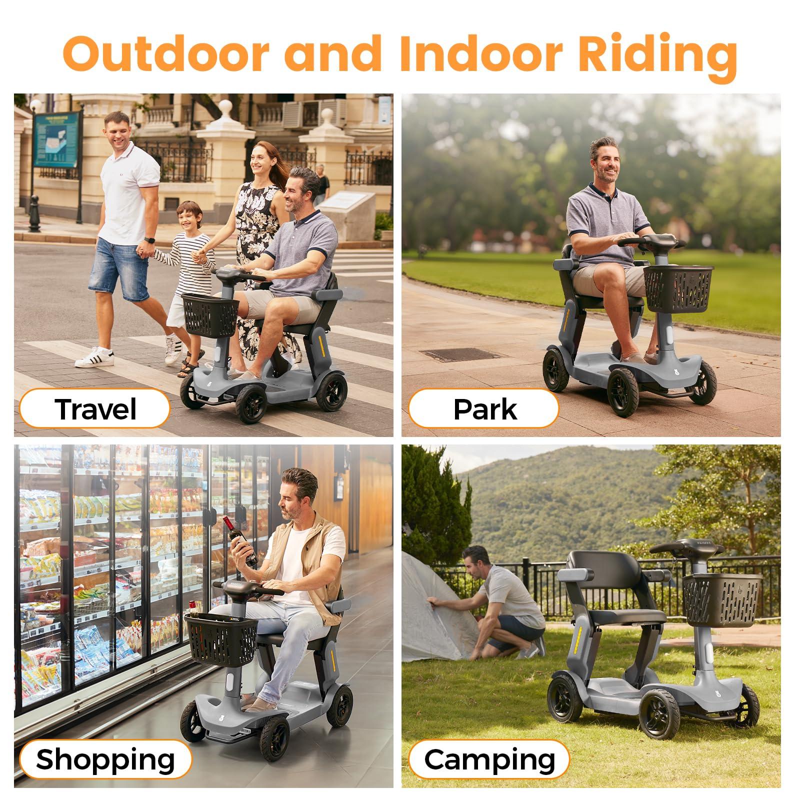 PAISEEC Paiseec S3 Foldable Mobility Scooter for Adults, Seniors - 25 Miles Range, 6 mph, Lightweight Mobility Scooter for Travel, Improved Safety, Large Wheels for Outdoor, LED Headlight, Basket