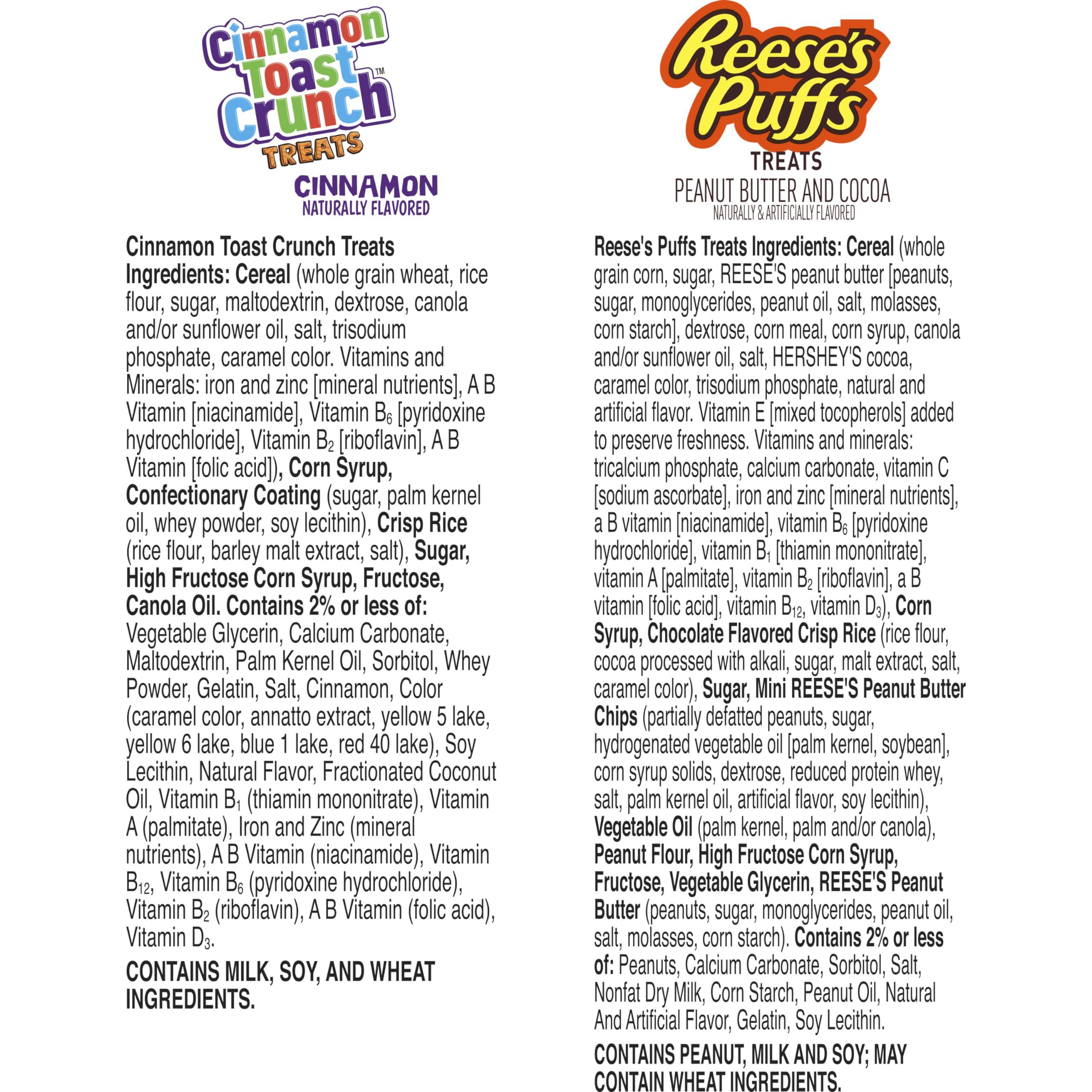 General Mills Reese\'s Puffs Cinnamon Toast Crunch Cereal Treat Bars Variety Pack, 28 ct