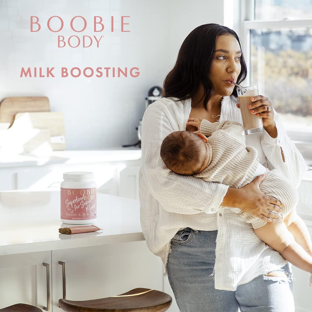 Boobie Brands Boobie Body Superfood Protein Shake with Flavor Boost Bundle - Pregnancy Protein Powder for Lactation Support, Metabolism, and Energy (21oz Vanilla Cookie Protein Tub, 1.32oz Pumpkin Flavor Boost)