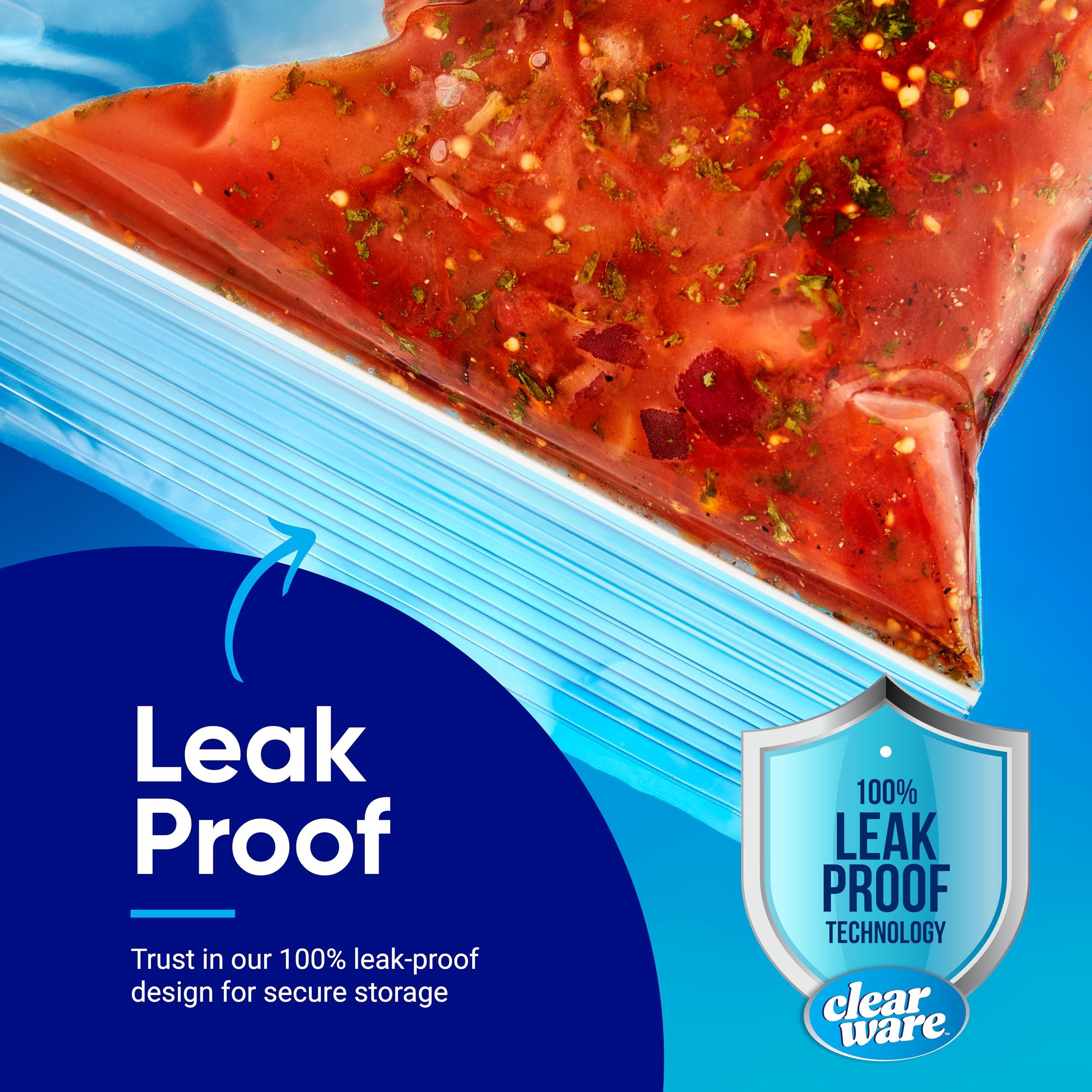 CLEARWARE Sandwich Bags Zipper Top- 300 Count, Resealable Plastic Food Storage Bags For Lunch, Snacks - Reusable Zipper Lock Containers for Fruit, Veggies - Freezer & Microwave-Safe, Strong Seal - 2 Boxes