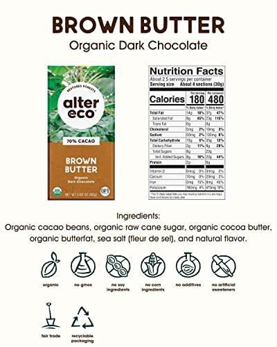 Alter Eco Alter Eco | Dark Chocolate Bars | Pure Dark Cocoa, Fair Trade, Organic, Non-GMO, Gluten Free (Brown Butter)