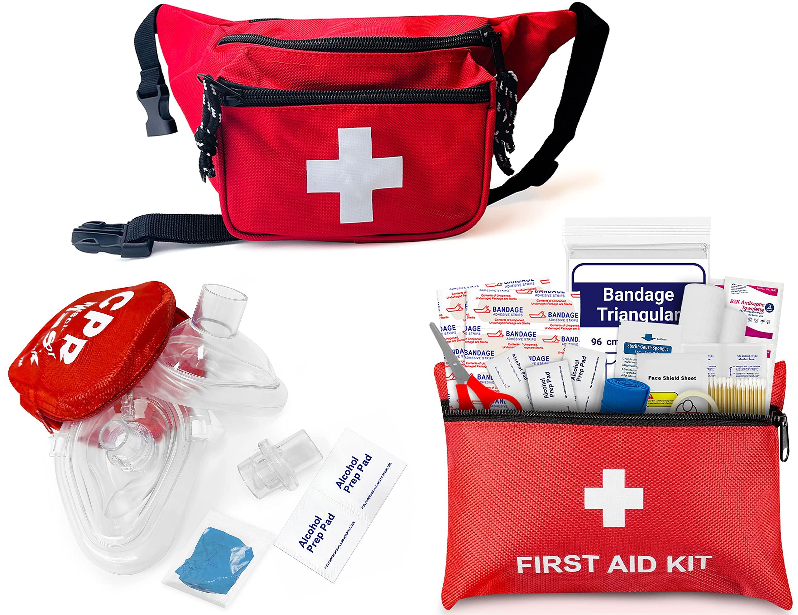 ASA TECHMED ASA TECHMED Lifeguard First Aid Kit - Includes Lifeguard Fanny Pack/Hip Pack, CPR Kit and 72-Piece First Aid Kit Red