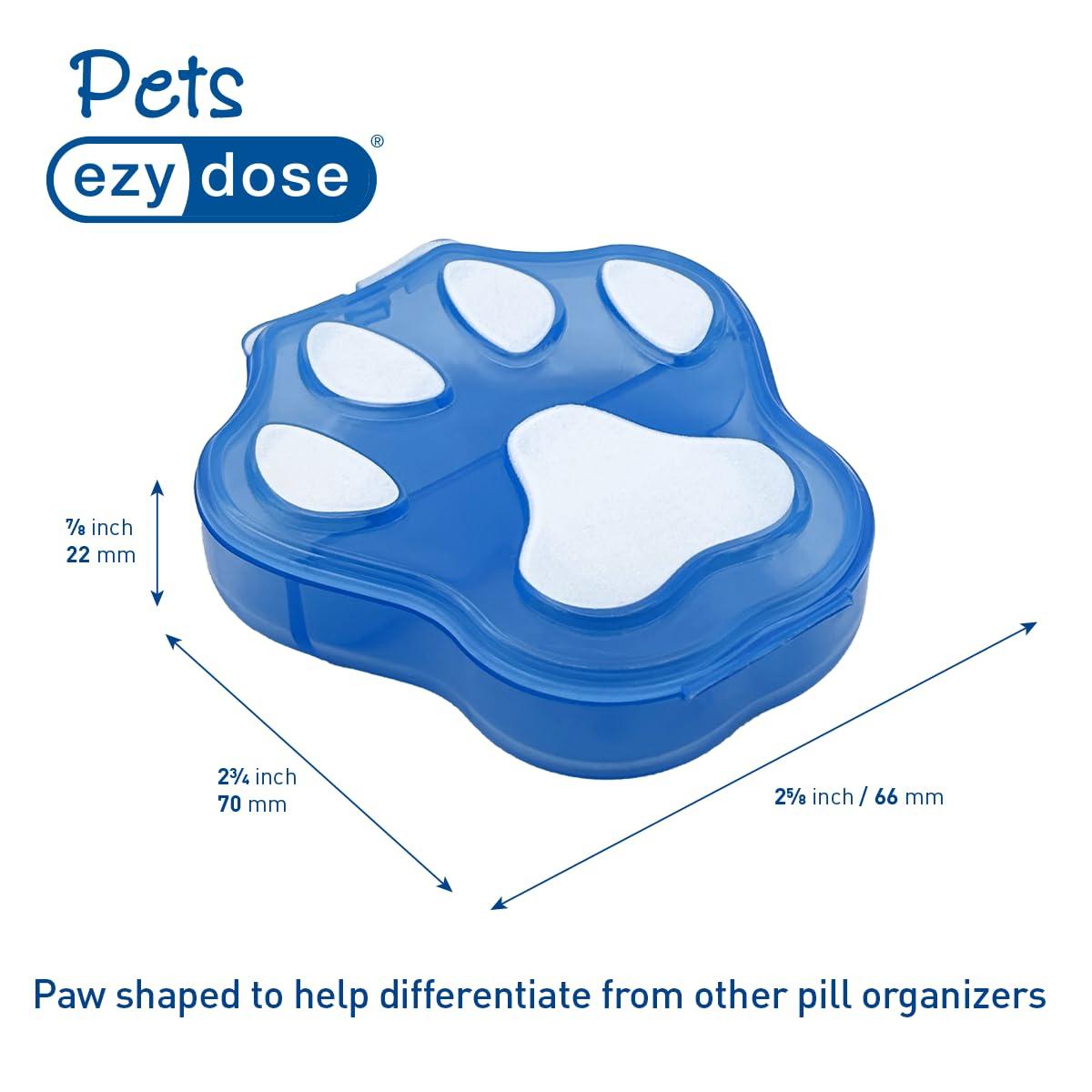 EZY DOSE EZY DOSE Dog Paw Print Pill Case, Medicine Planner, Vitamin Organizer Box, Weekly Dispenser for Daily Doses, 2 Individually Large Compartments, Convenient and Easy to Use, Pet Friendly, Blue, BPA Free
