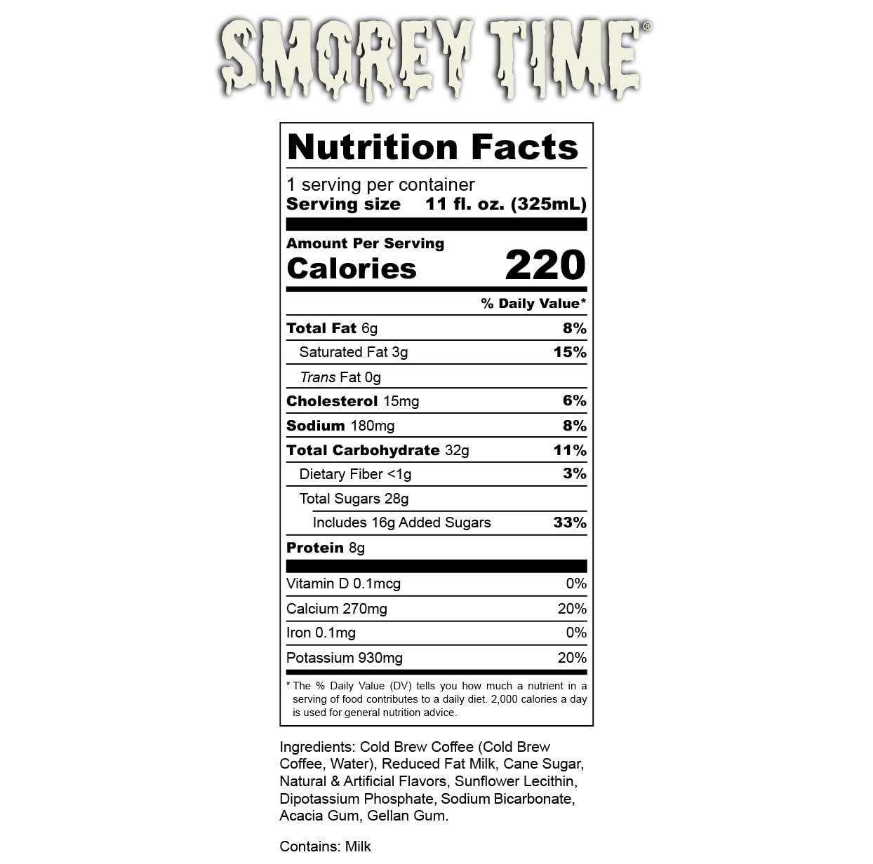 Bones Coffee Company Bones Coffee Company S\'morey Time Flavored Cold Brew Coffee S\'mores & Graham Crackers Flavor, 1 Fl Oz Cold Brew Latte, Canned Coffee Drinks, Coffee On-the-Go (12 Pack)