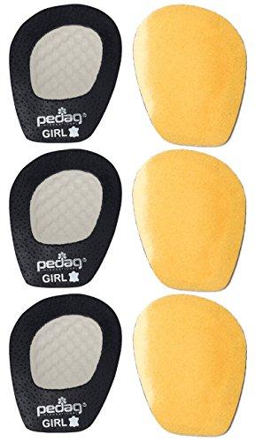pedag pedag Girl Anti-Slip Forefoot Inserts for High Heel Footwear, Handmade in Germany, Sandals Pumps and Mules, Textured Grip, Real Leather, One Size Fits All, Black, 3 Pair