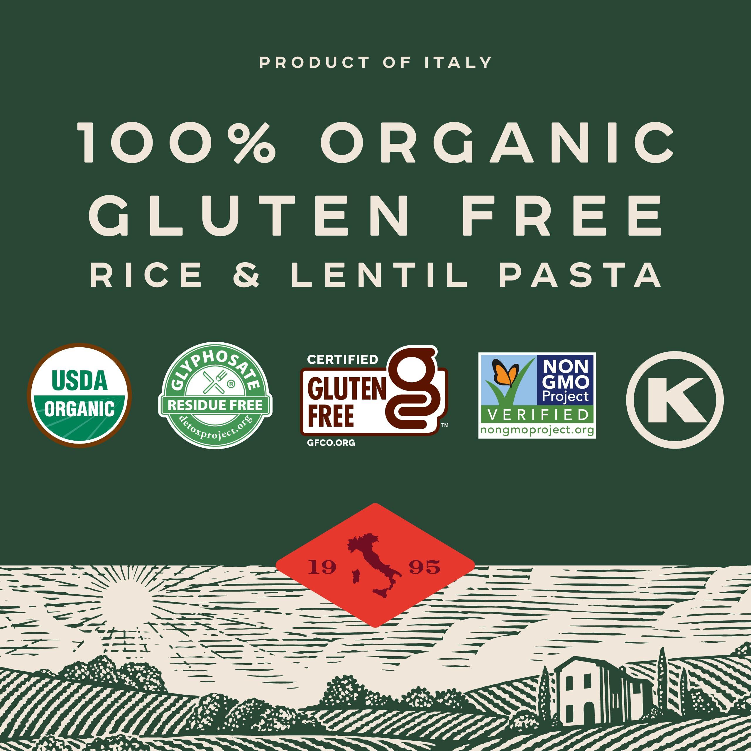 bionaturae Bionaturae Penne Rigate Pasta Noodles - Gluten Free Pasta Organic, Rice & Lentil Pasta, Kosher Certified, High Protein, Non-GMO Verified, USDA Certified, Gluten Free Pastas, Crafted in Italy - 12 Oz