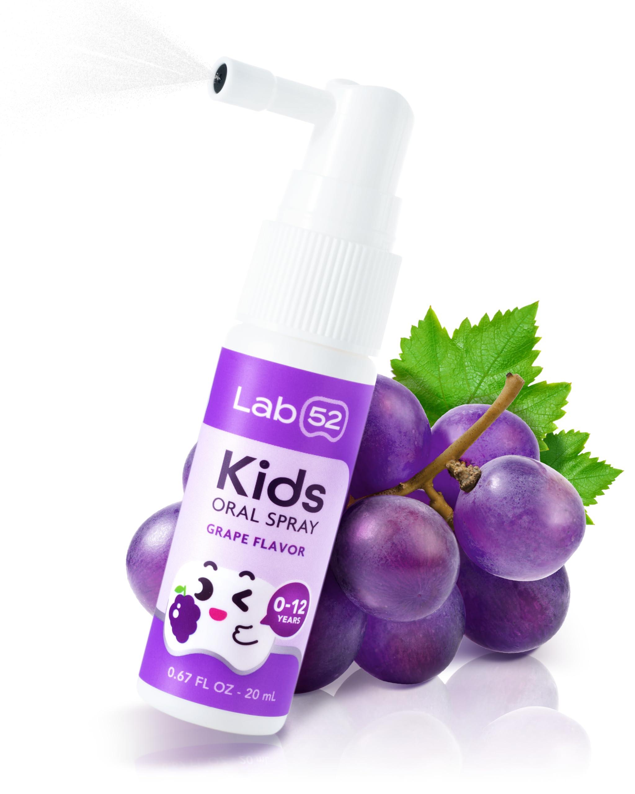 LAB 52 LAB52 Kids Oral Spray, Toddler Toothpaste Helper for Cavity Repair and Fresh Breath, Children Anticavity with Fluoride Free for Newborn to Preschoolers, Xylitol Grape Flavor