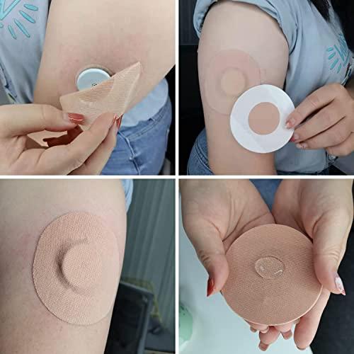 HONYOU Freestyle Adhesive Patches 25Pack Waterproof Libre2/3 Sensor Covers Flesh Flexible CGM Patches Without Glue in The Center-Enlite-Guardian-Freestyle Libre 14 Day Sensor Patches