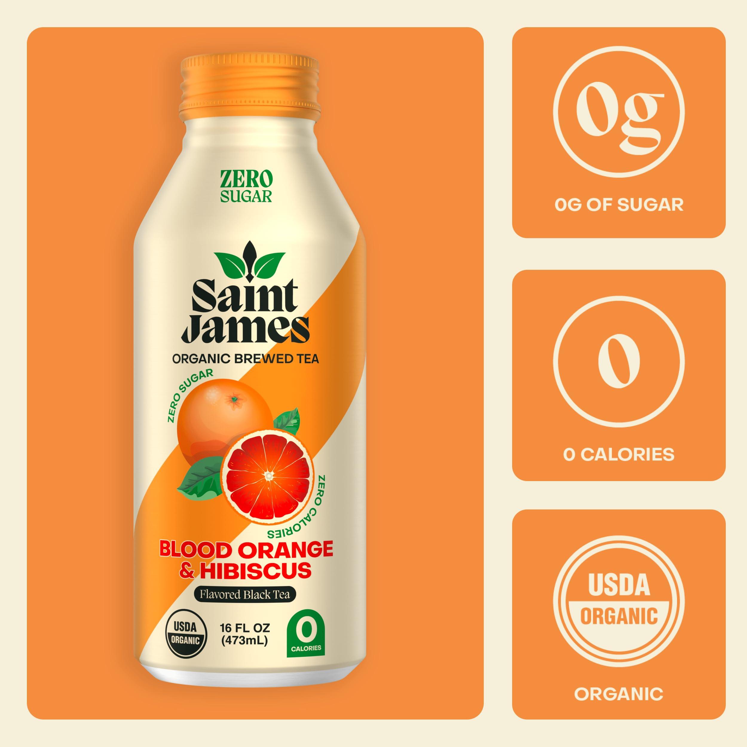 Saint James Iced Tea Saint James Iced Tea | Organic Black Tea | Organic, Non-GMO Black Tea, 12 Pack (16.9oz each) (Blood Orange)