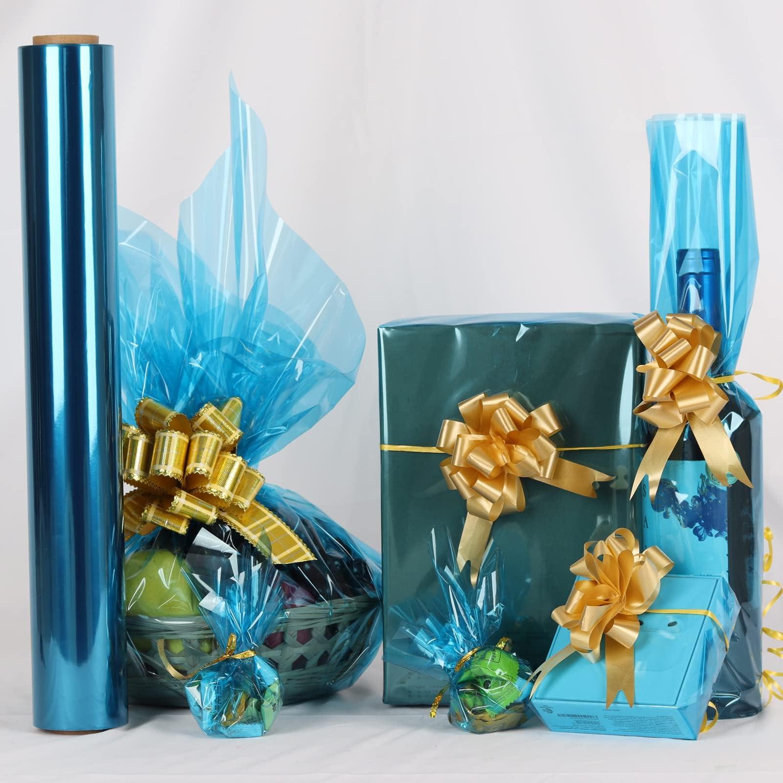 CMFYHM CMFYHM Iridescent Deep Blue Cellophane Wrap Roll I 34 In Wide X 50 Ft Long I Colorful Cello Perfect For Baskets,Gifts, Treats,Birthday Holiday Wedding Floral, Party Arts Crafts Decoration