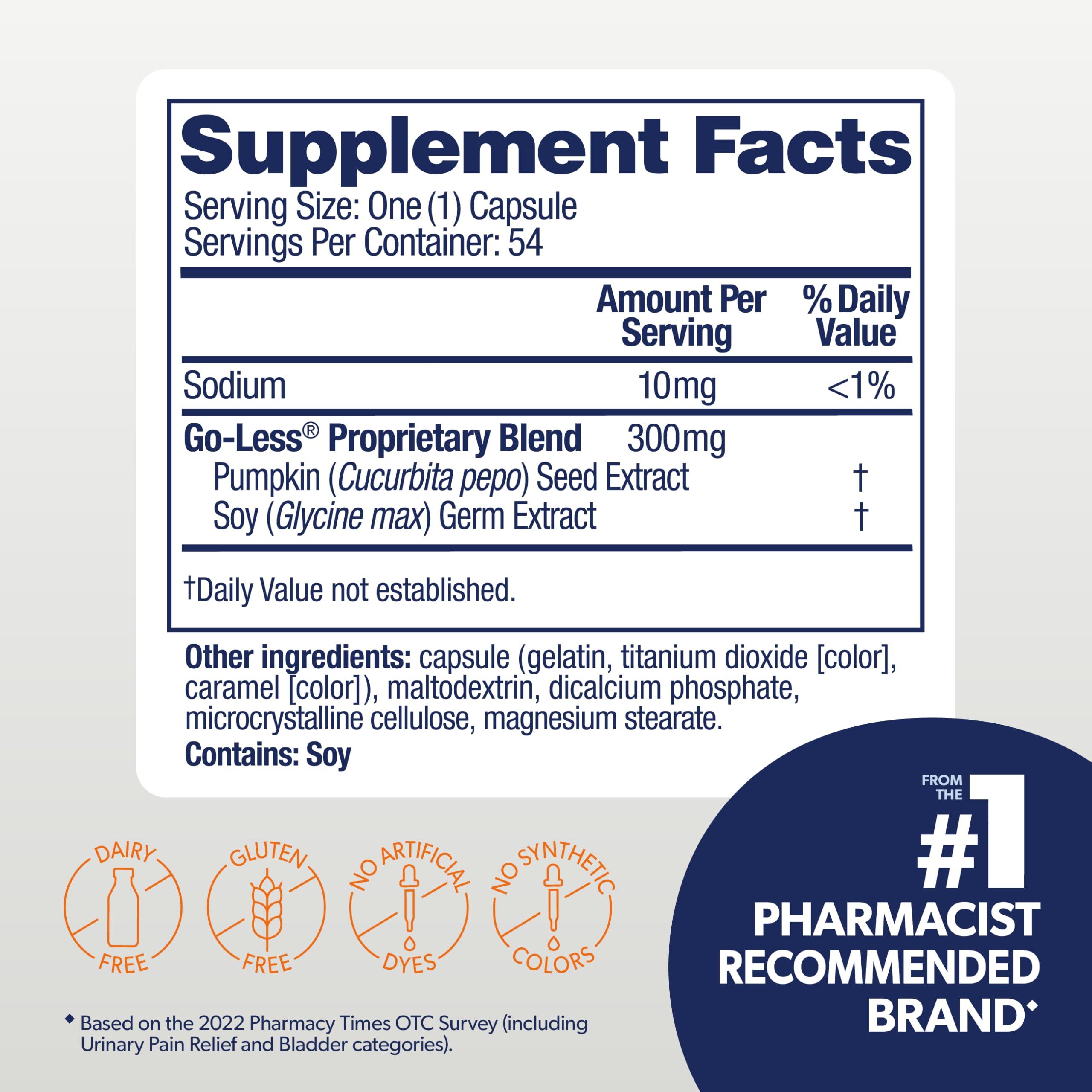 AZO AZO Bladder Control with Go-Less Daily Supplement | Helps Reduce Occasional Urgency& leakage due to laughing, sneezing and exercise | 54 Count Capsules