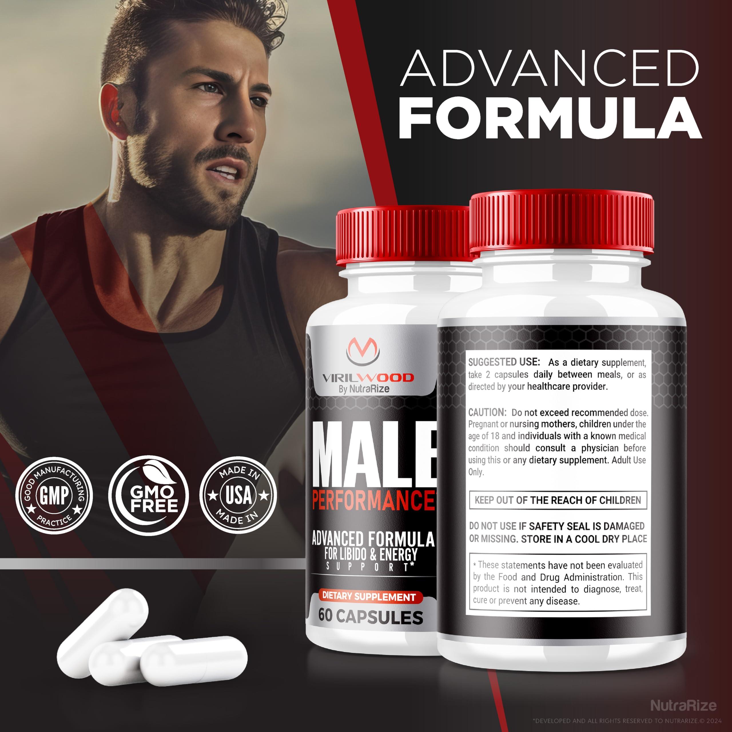 NutraRize (3 Pack) Virilwood Capsules for Men, Official Viril Wood Pills 1200 mg, All Natural Male Formula to Support Long-Lasting Performance and Overall Health, Premium Multivitamins Review (180 Capsules)