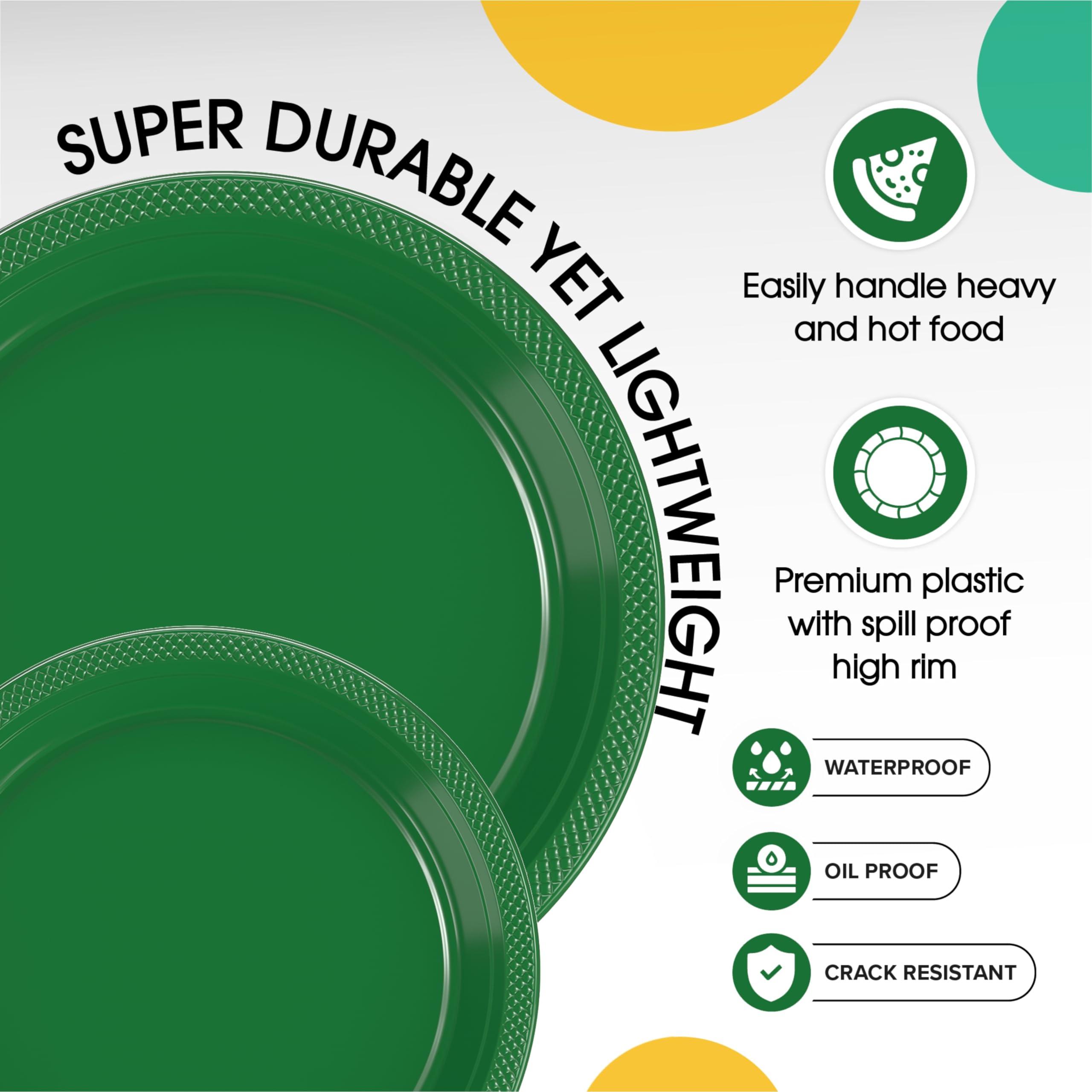 Exquisite Exquisite Green Plastic Plates Disposable 100 Pcs Plastic Plates Set 50-7\" & 50-9\" Green Disposable Plates Plastic Plates For Party Plates Disposable Heavy Duty Green Plates Disposable For Party.