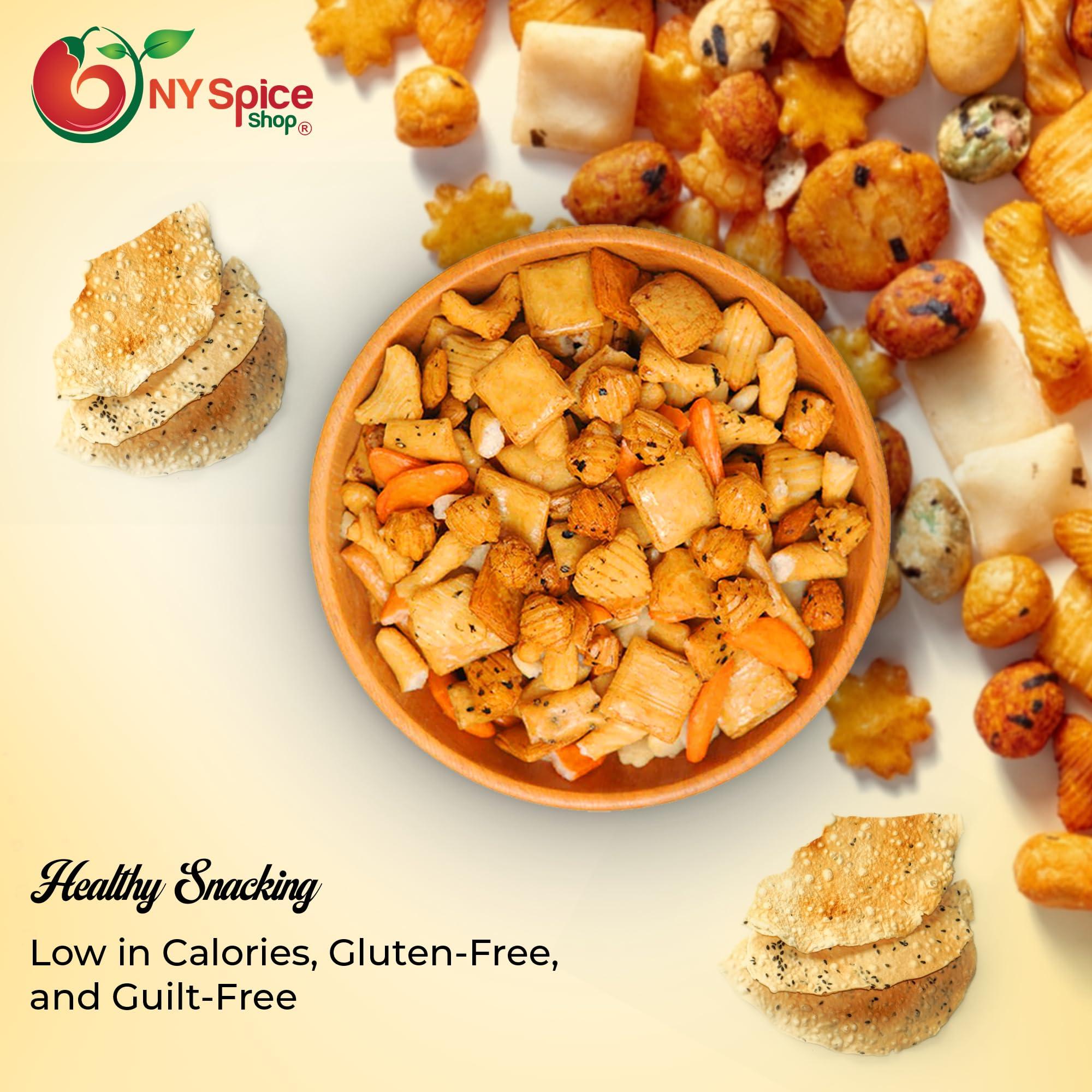 NY Spice Shop NY SPICE SHOP Oriental Rice Crackers 1 Pound (16 oz) Oriental Rice Cracker Mix Japanese Rice Crackers Oriental Snack Mix Party Rice Cracker