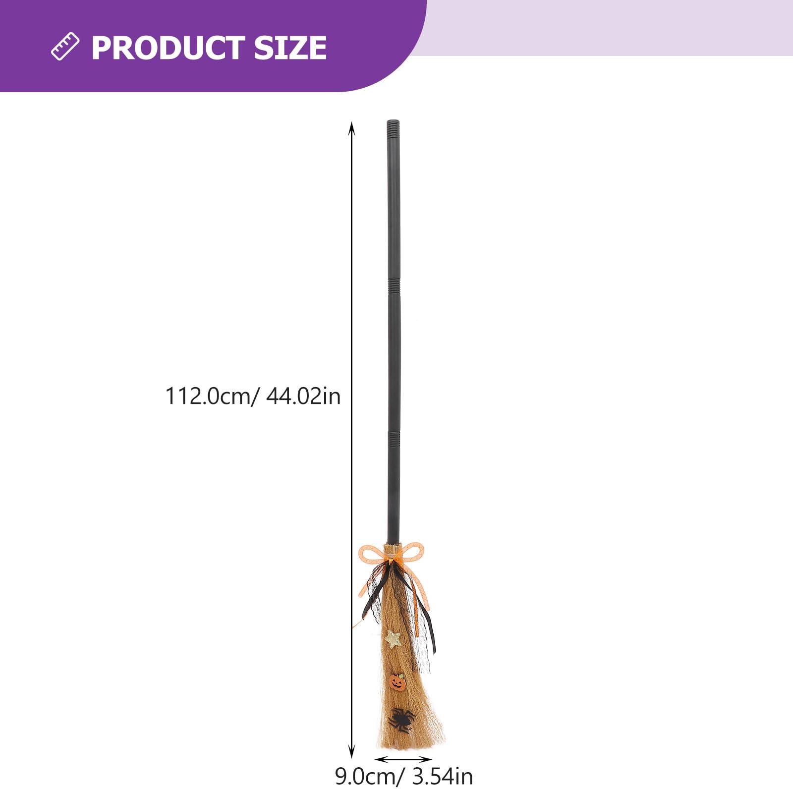 LOGOFUN LOGOFUN Halloween Witch Broom Witch Broomstick with Ribbon Plastic Witch Broom Prop for Kids Adults Party Cosplay Costume Accessories - Orange