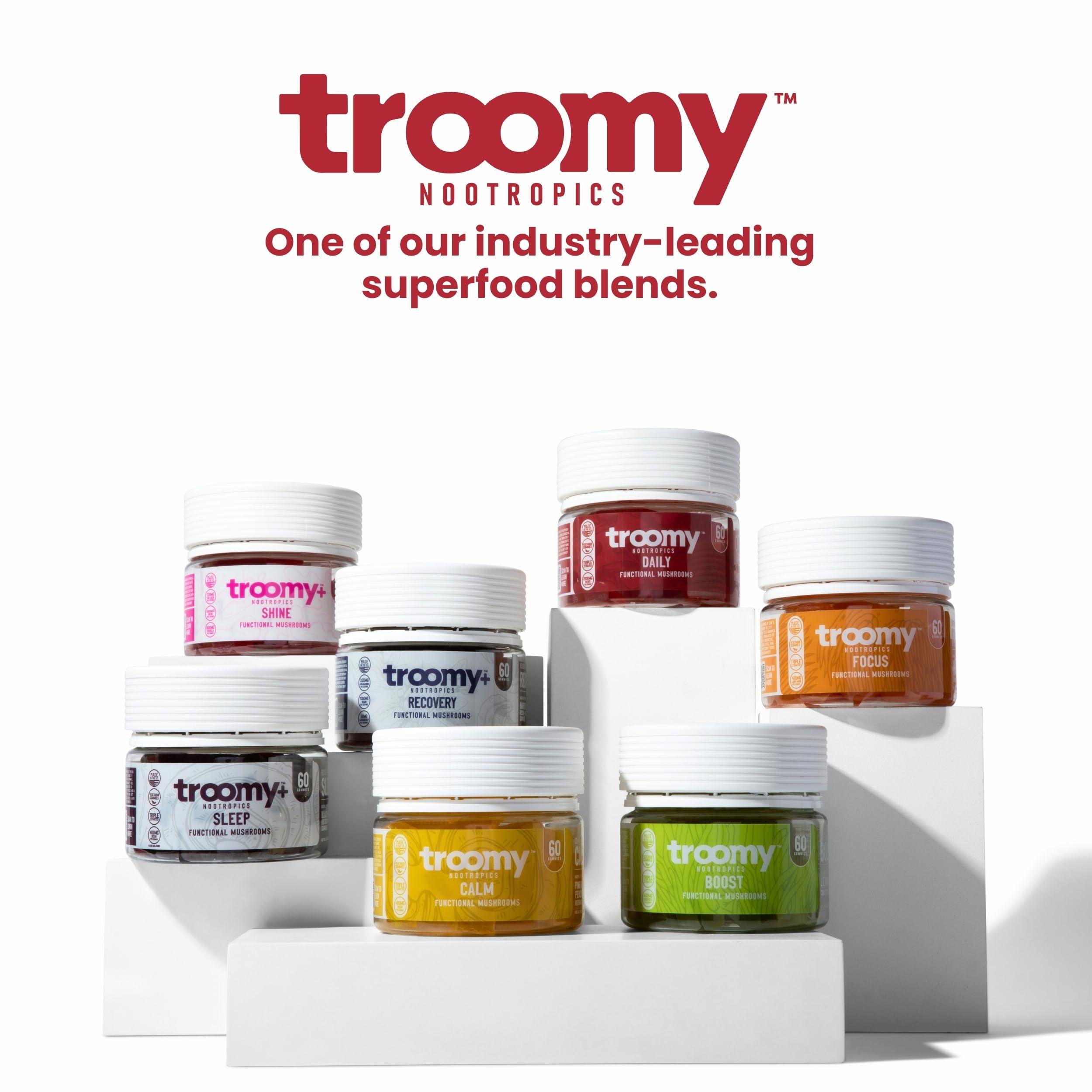 Troomy Nootropics Troomy Daily 14 Mushroom Blend Gummies - Great Tasting Natural Mango Strawberry Flavor, Gelatin-Free, Gluten-Free, Vegetarian - 60 Count