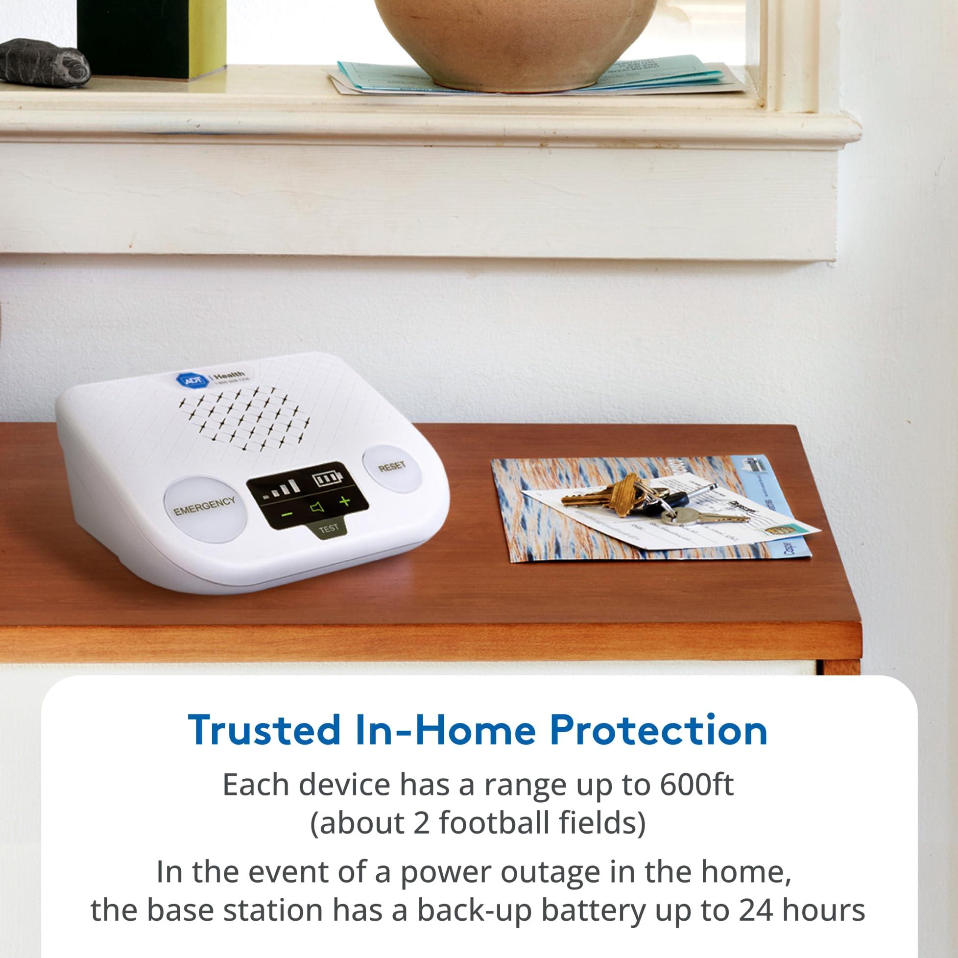 ADT ADT Medical Alert Plus - in-Home Medical Alert System for Seniors - Cellular 4G Coverage, 600ft Pendant Range, Home Temperature Monitoring, 24/7 U.S. Based Monitoring (White Wristband)