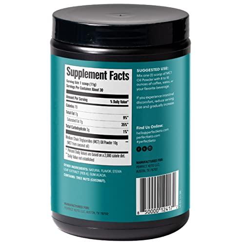 Perfect Keto Perfect Keto 7g MCT Oil Powder, Medium Chain Triglycerides Supplement, Non Dairy Coffee Creamer for Keto Diet, Ketogenic MCT Oil Mix for Coffee, Smoothie, Protein Shakes and Tea, Vanilla, 30 Servings