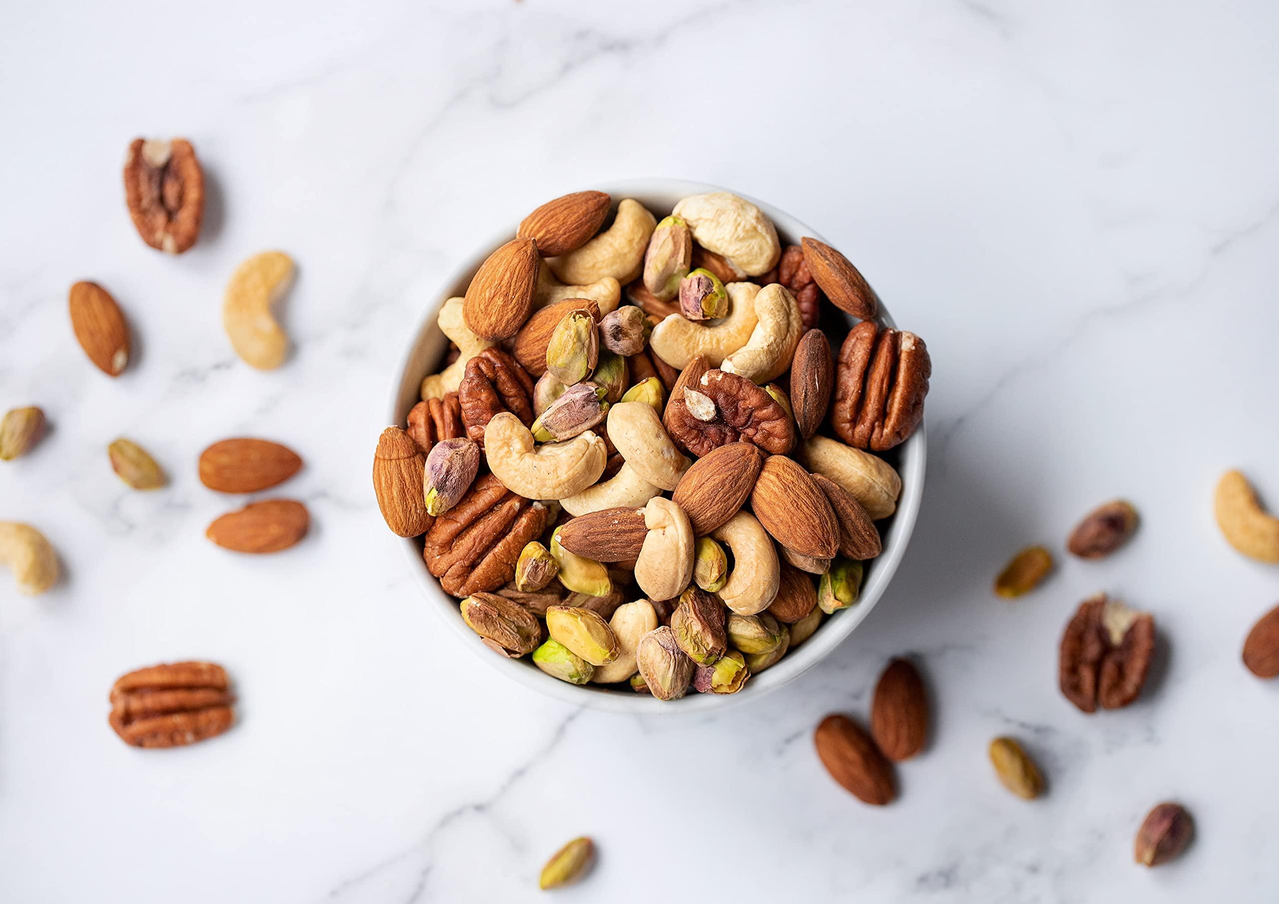 Food to Live Food to Live Premium Four Nuts Mix, 16 Pounds A Blend of Dry Roasted Pistachios, Almonds, Pecans, Cashews, and Almonds with Himalayan Salt, Protein Rich Trail Mix, Healthy Vegan Snack, No Oil Added