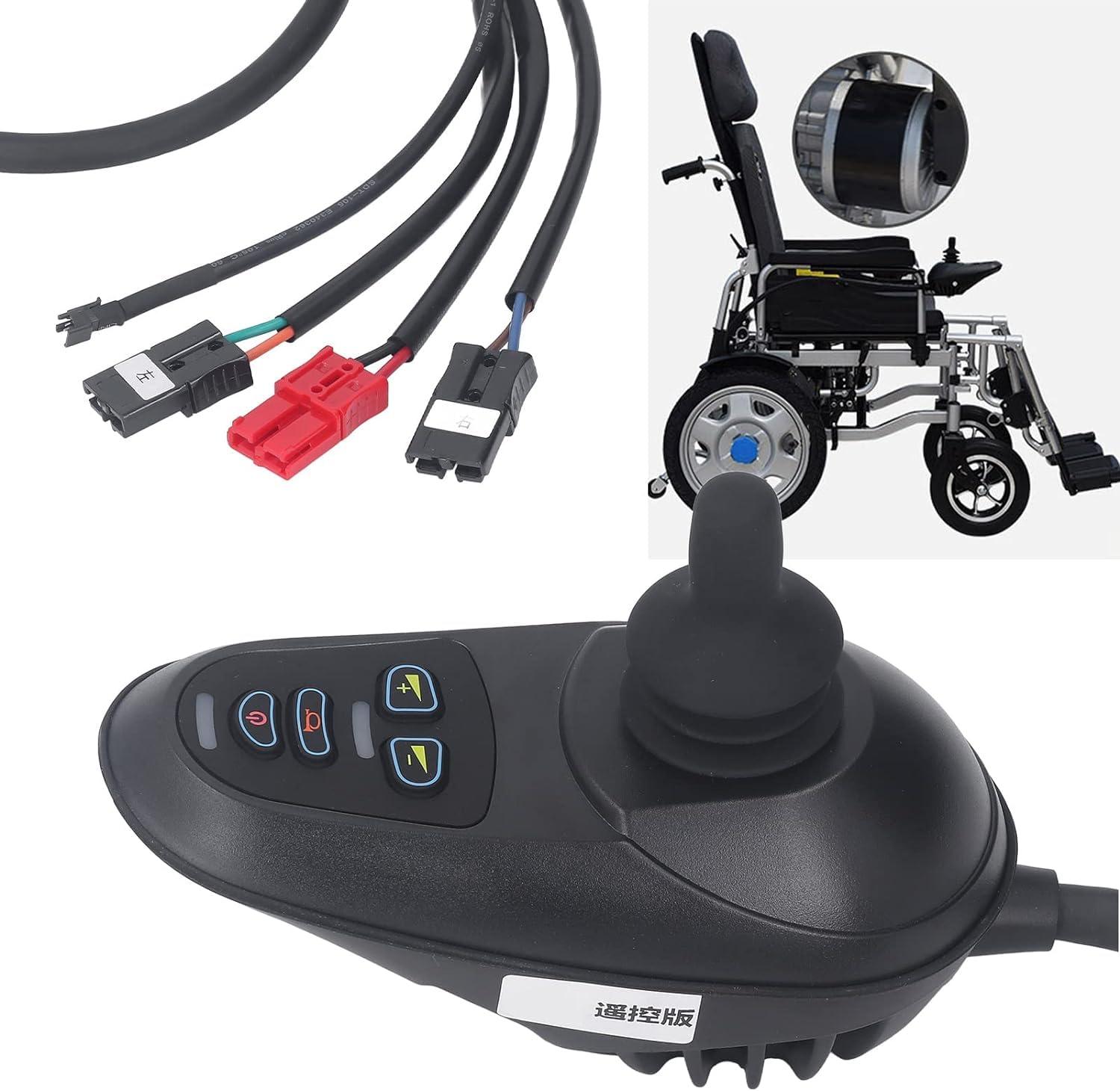 MaldHau Wheelchair Joystick Controller, 24V DC Electric Wheelchair Joystick Controller with Remote Control Brush Motor, 4 Keys Universal Electric Wheelchairs Mobility Accessory