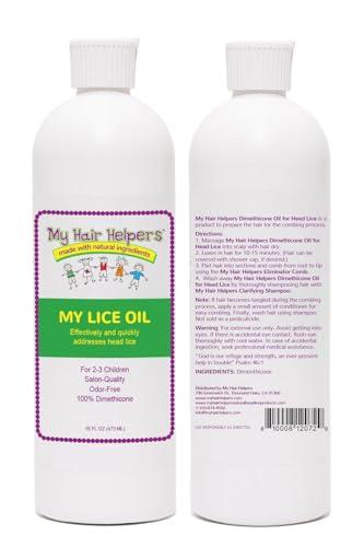 MY HAIR HELPERS NATURAL LICE REMOVAL My Hair Helpers Dimethicone Oil for Lice and Nits, Traps Bugs and Their Eggs, 16 fl Ounces, Works on 2-3 Kids