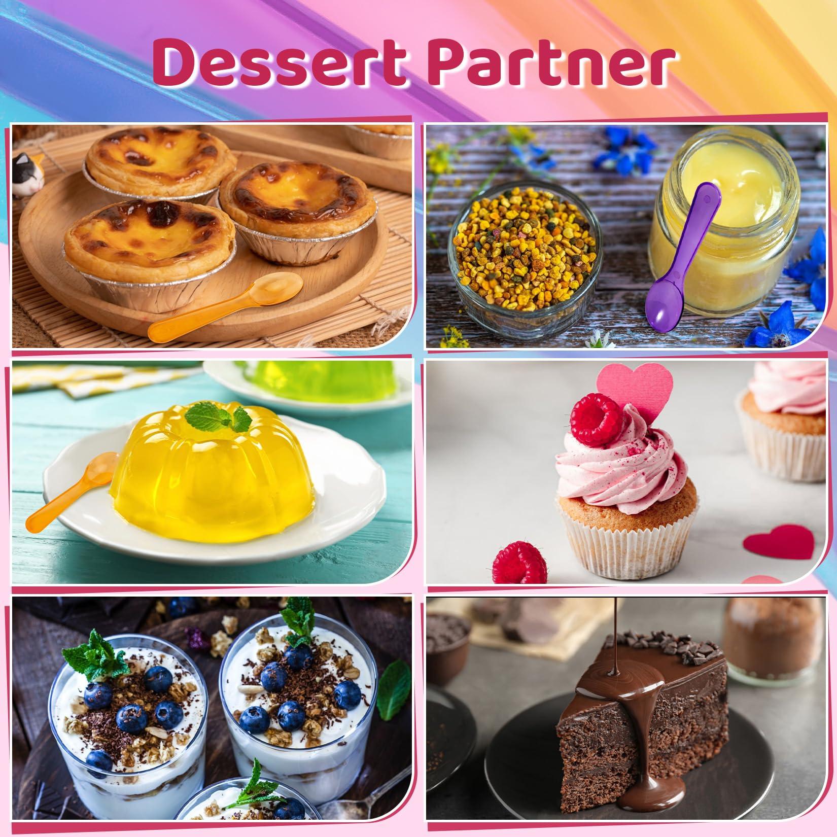 MAQIHAN MAQIHAN Mini Spoons - 100PCS Dessert Spoons Disposable Spoons Plastic Disposable Cutlery Small Plastic Spoons For Ice Cream Cake Jelly Pie Yogurt Dessert For Party Celebrations Multi-Color