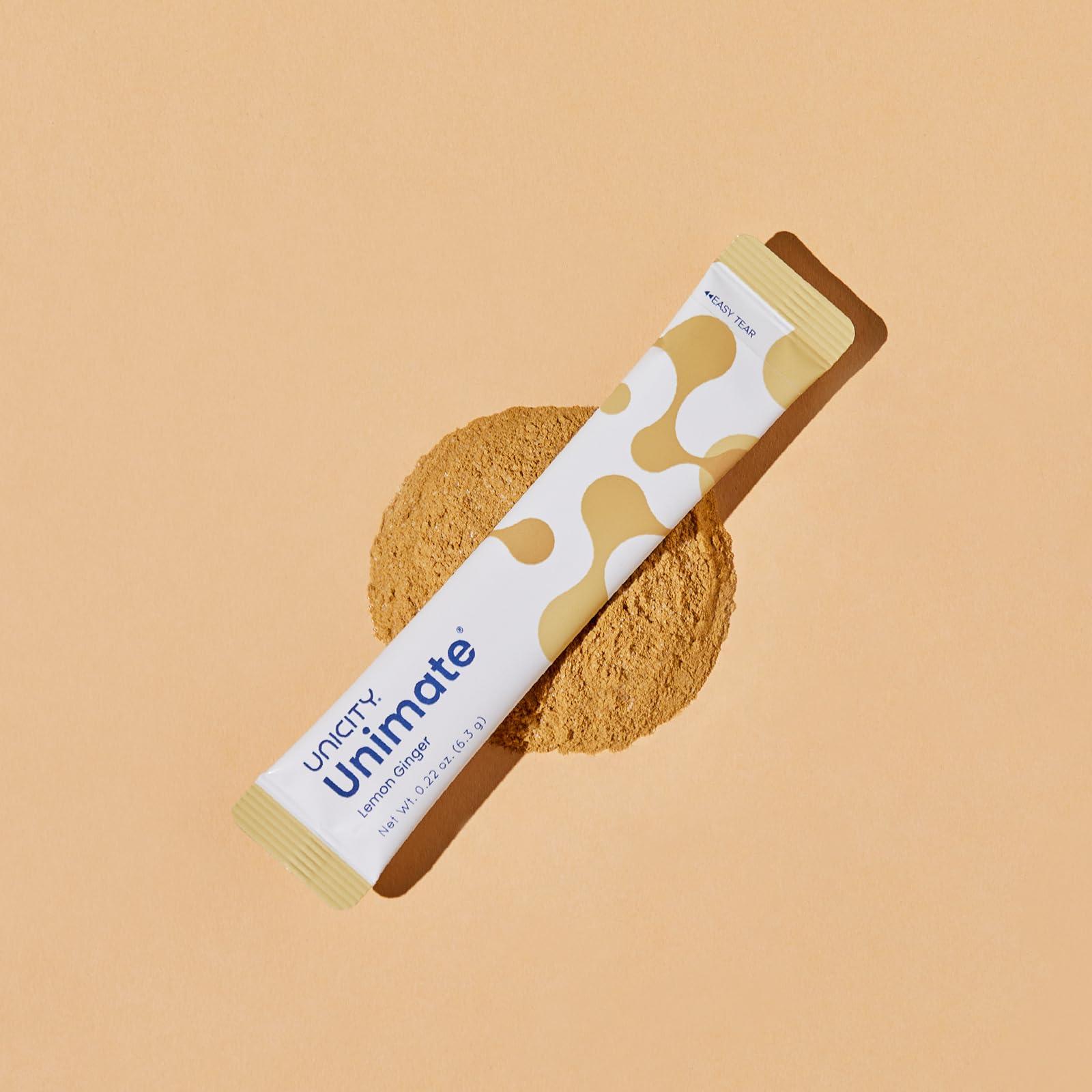 Unicity UNICITY UNIMATE LEMON GINGER STICK PACKS - Great Tasting - Ultra Concentrated Yerba Mate Drink Mix (30 Packets). Dietary Supplement. Healthy Alternative to Coffee and Energy Drinks (30-Day Supply)