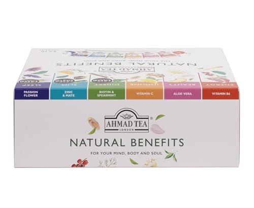 Ahmad Tea Ahmad Tea Natural Benefit Functional Tea Selection Pack | Green teas, Fruit & Herbal Infusions | Perfect herbal tea gift - 60 Teabag Sachets | 6 blends
