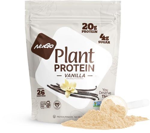 NuGo NuGo Protein Bar, Vanilla Yogurt, 11g Protein, Gluten Free, 15 bars and NuGo Plant Protein Powder, Vanilla, 20g Vegan Protein, Low Sugar, 26 servings