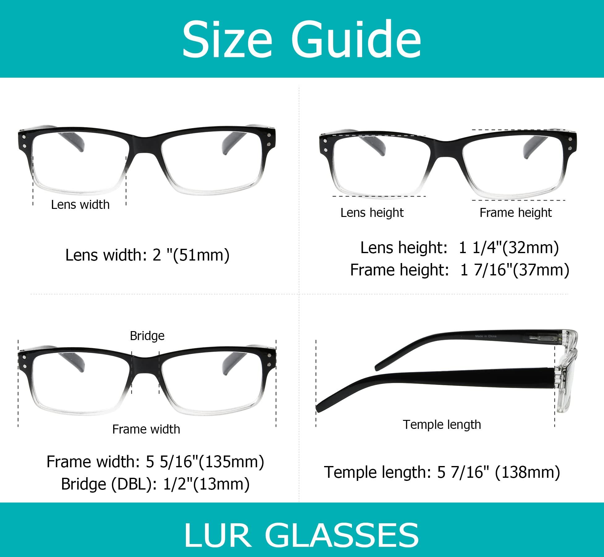 LUR 3 Packs Half-rim Reading Glasses + 6 Packs Classic Reading Glasses (Total 9 Pairs Readers +4.00)