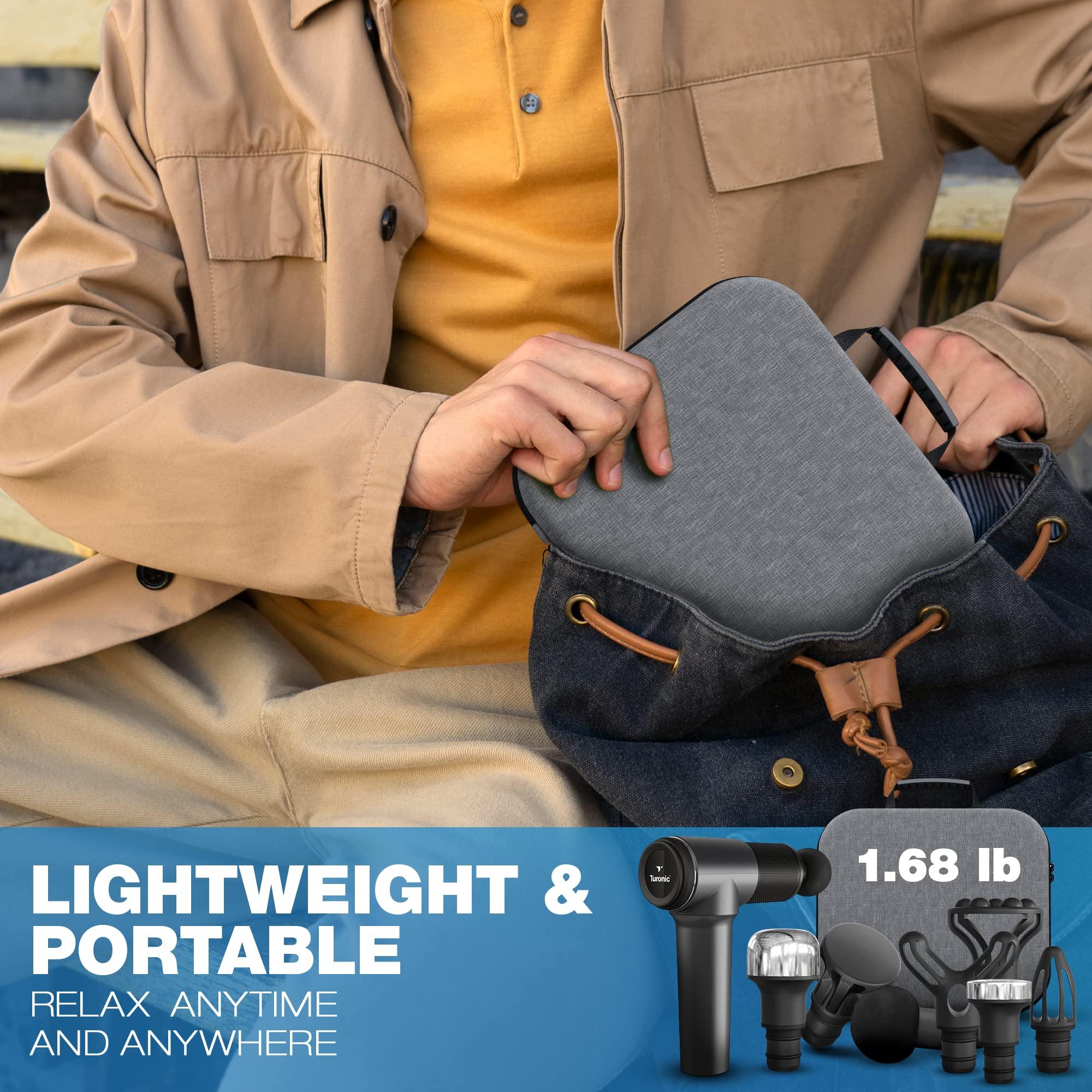 Turonic Turonic GM5 Handheld Massage Gun - Deep Tissue Percussion Massager, 20 Speeds, 7 Heads, Quiet, Powerful, Portable, Cordless, Rechargeable for Athletes, Personal Use, Shoulder, Leg, Foot, Back, Body