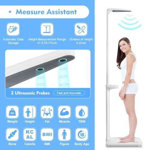 WETUSSEX Professional Digital Physicians Scale, 440lbs/200kg 80-195CM Height and Weight Scale Multifunctional Medical Measurement Scale Height and Body Fat Analyzer BMI Measuring Tool