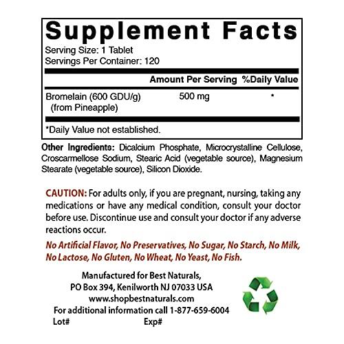 Best Naturals Best Naturals Bromelain 500mg 120 Tablets (120 Count (Pack of 3))
