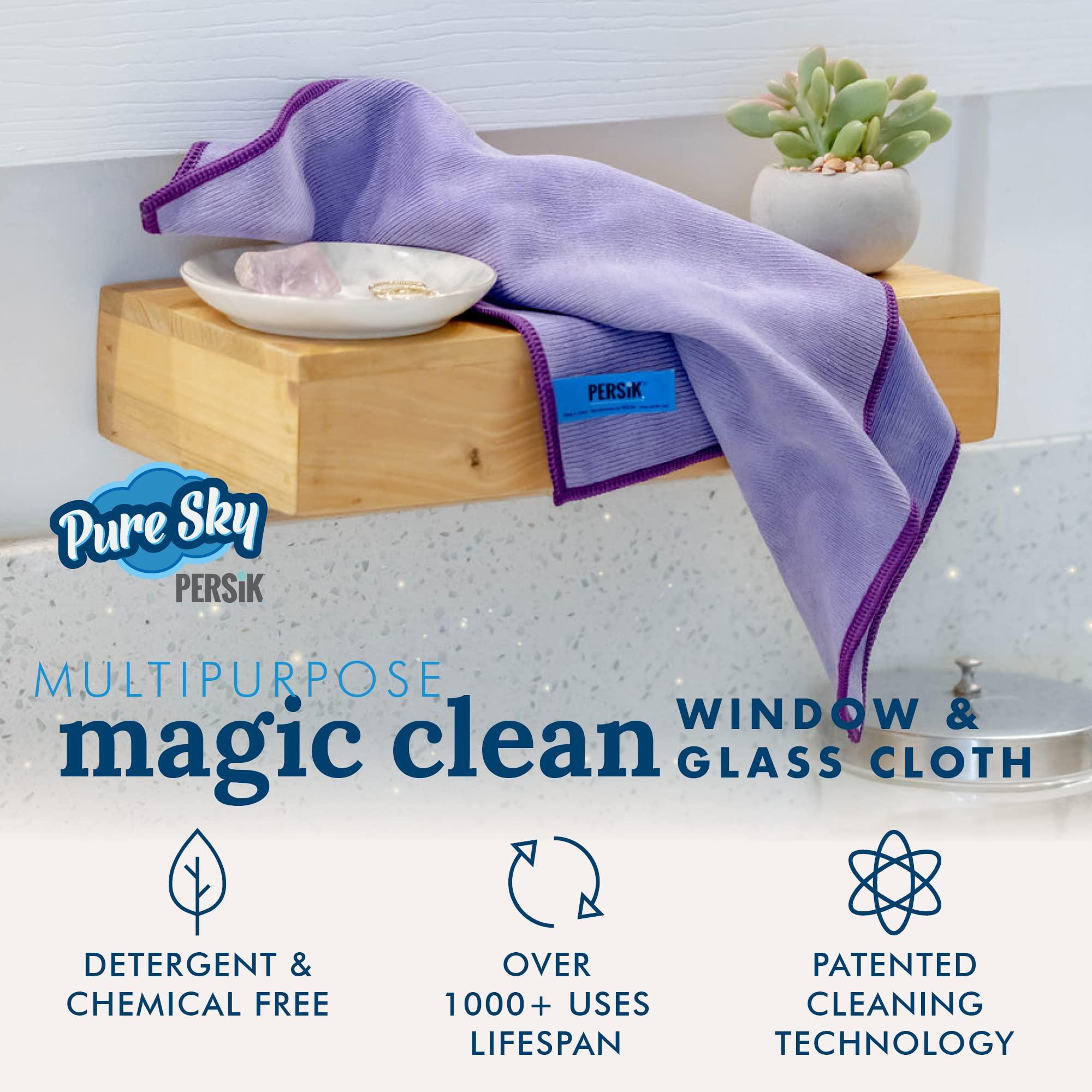 persik persik Pure-Sky Ultra-Microfiber Cleaning Cloth Streak Free - JUST ADD Water No Detergents Needed - Includes Window and Glass Cleaning Towel Pack of 2 + Eyeglasses Cleaning Cloth Pack of 2