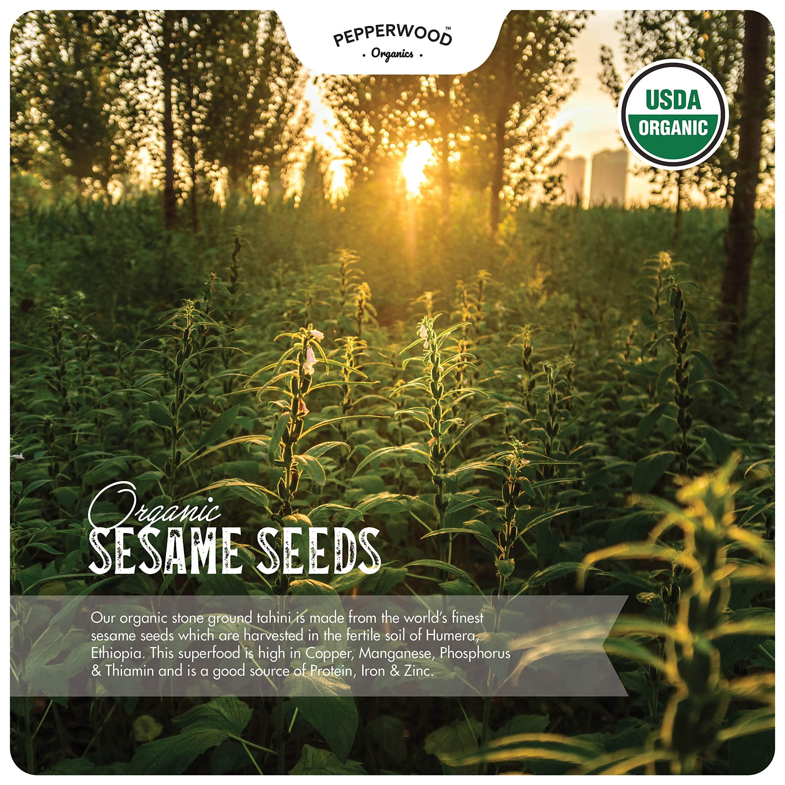 Pepperwood Organics Organic Ethiopian Sesame Tahini - Squeezable Creamy & Ready Tahini Paste 12.3 Ounce (2-Pack) - Hulled, Unsalted, Non-GMO, Gluten-Free, Peanut-Free, by Pepperwood Organics