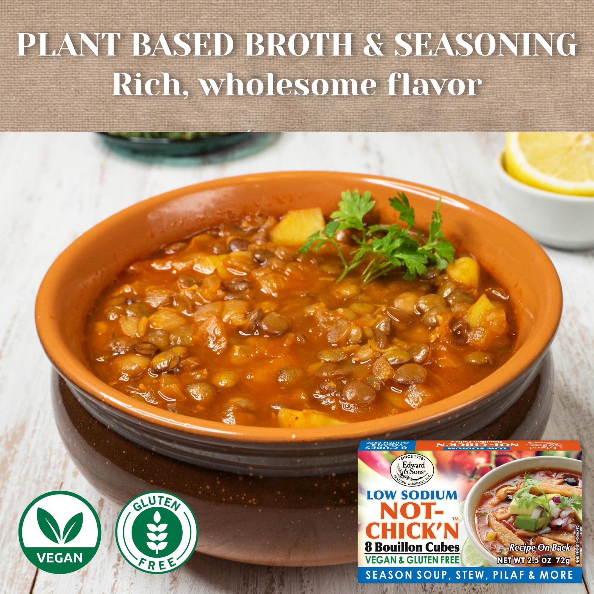 Edward & Sons Edward & Sons Low Sodium Not Chickn Cubes - Vegetable Bouillon Cubes, Not Chicken Bouillon Cubes Vegan, Vegetable Broth - 2.5 Ounce (Pack of 1)