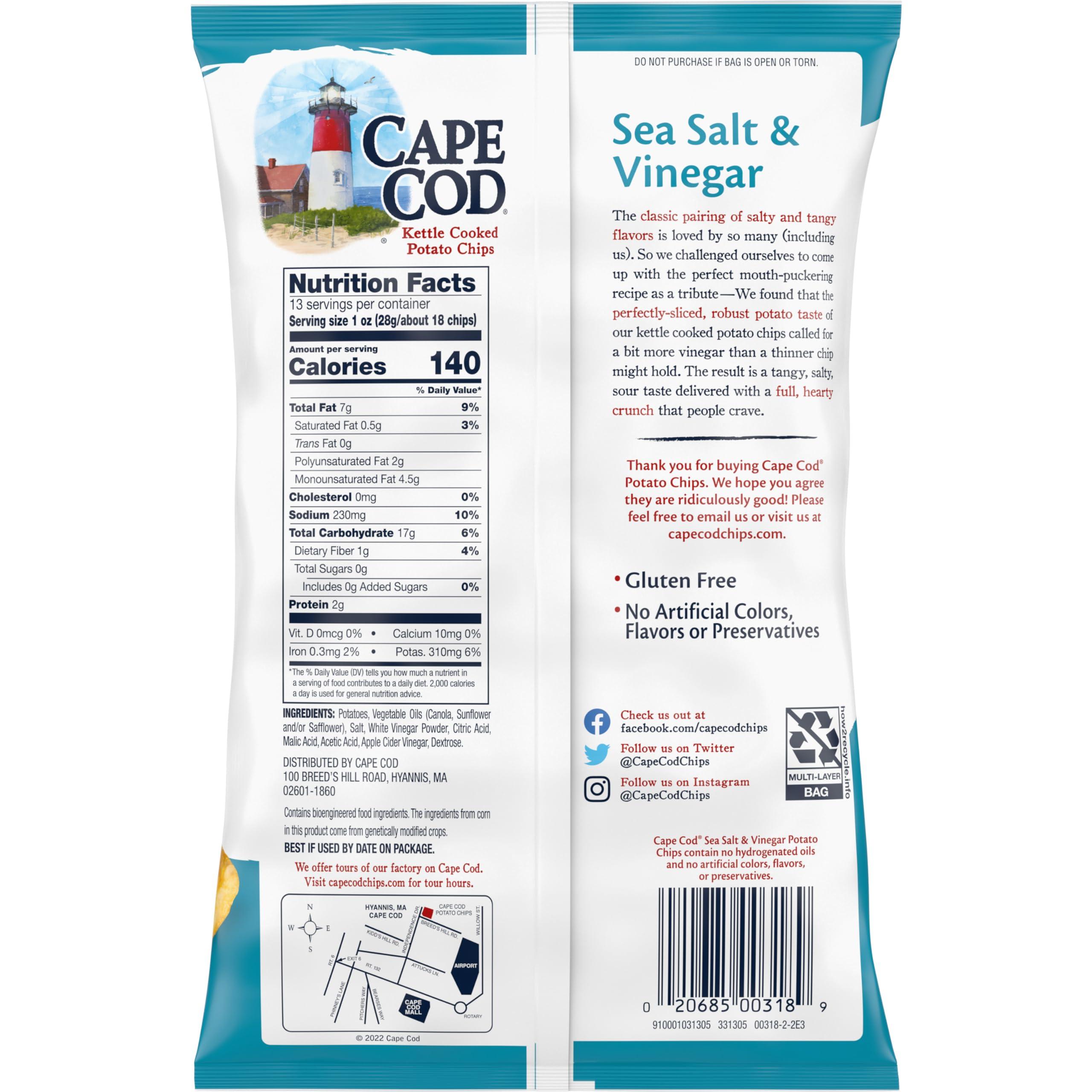 Cape Cod Cape Cod Potato Chips, Sea Salt & Vinegar Kettle Chips, 13 Oz Party Size (Pack of 9)