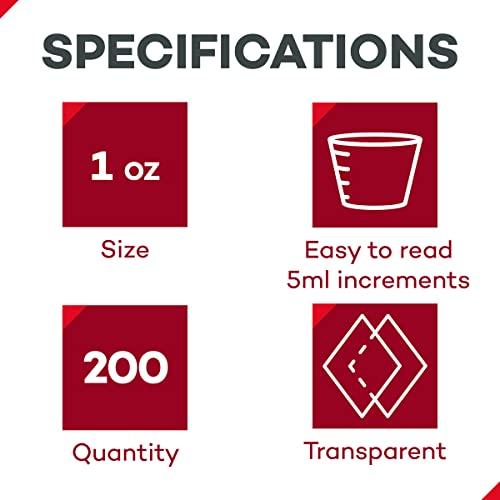 Dealmed Dealmed Medicine Cups – 200 Medicine Measuring Cups, Graduated, 1oz Disposable Plastic Medicine Cups, Ideal for Doctor's Offices, School Nurse's, Hospitals, at Home and More