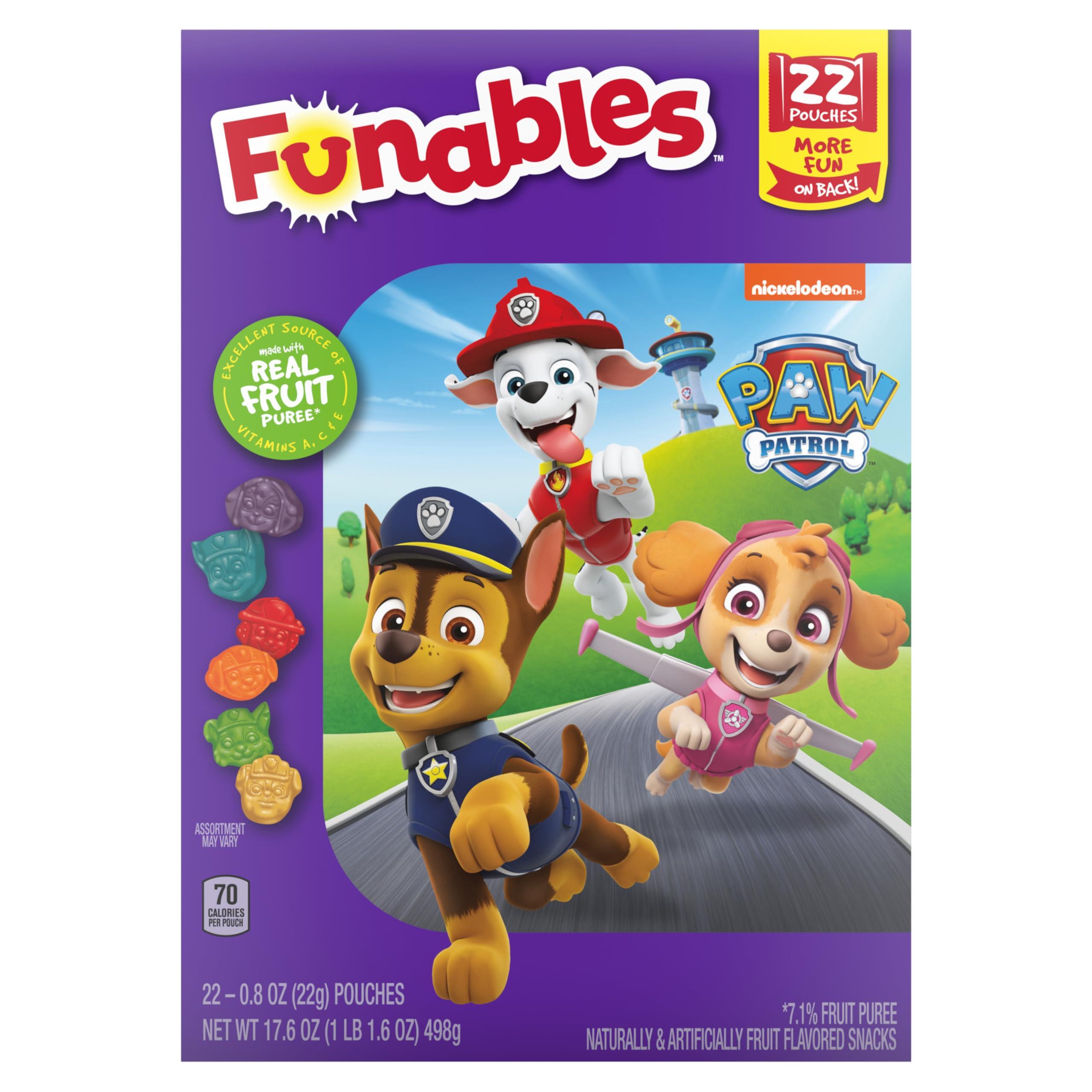 Funables Funables Fruity Snacks, PAW Patrol, Assorted Fruit, Flavored Snacks, 0.8 oz 22 ct