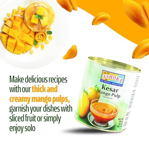 ASHOKA Ashoka Canned Mango Pulp, Premium Alphonso Mango Extract - Sweetened, Great for Making Shakes, Smoothies, Salads, and Baking, Kosher Certified, 30 Ounce