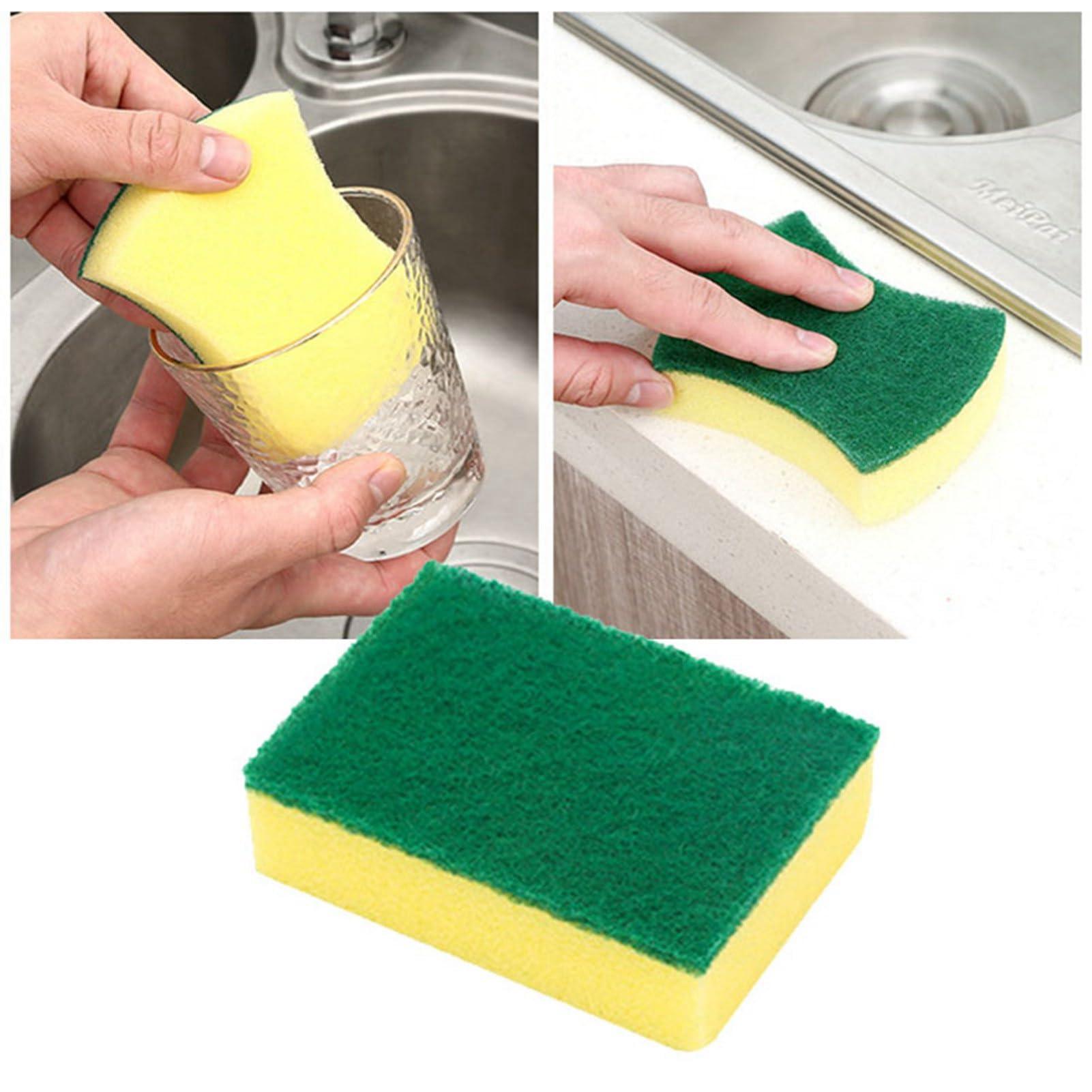 Gsycle 10PCS Dish Sponge, Double Face Kitchen Sponges Convenient Cleaning Sponges Dish Scrubber Sponge with Scouring Pad for Kitchen Bathroom