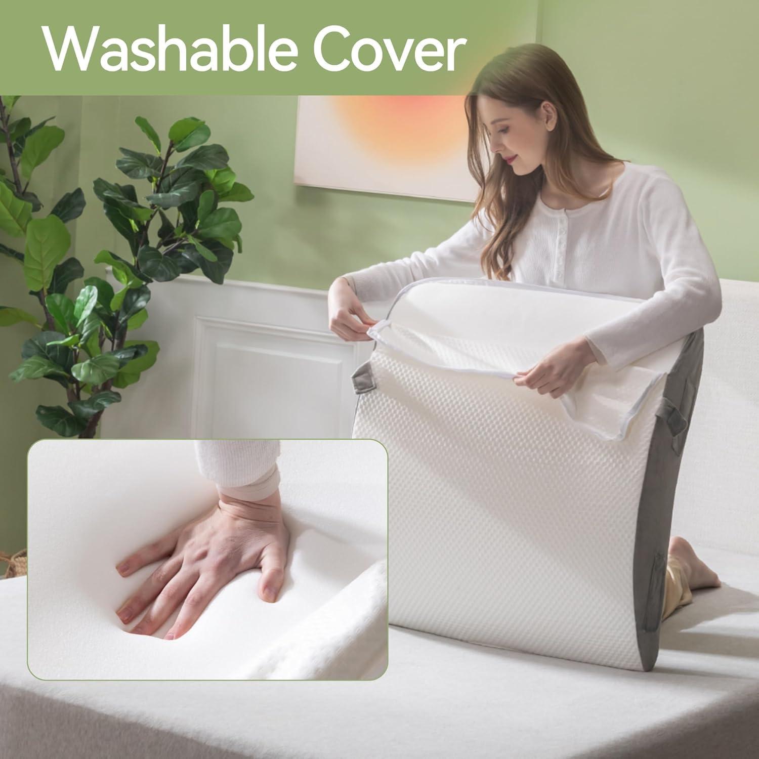 WEUP 4pcs Orthopedic Bed Wedge Pillow Set, Post Surgery Pillow with Vacuum Bags, Memory Foam Wedge Pillows for Back, Neck & Leg Pain Relief, Adjustable Bed Wedge Pillows for Sleeping, Acid Reflux