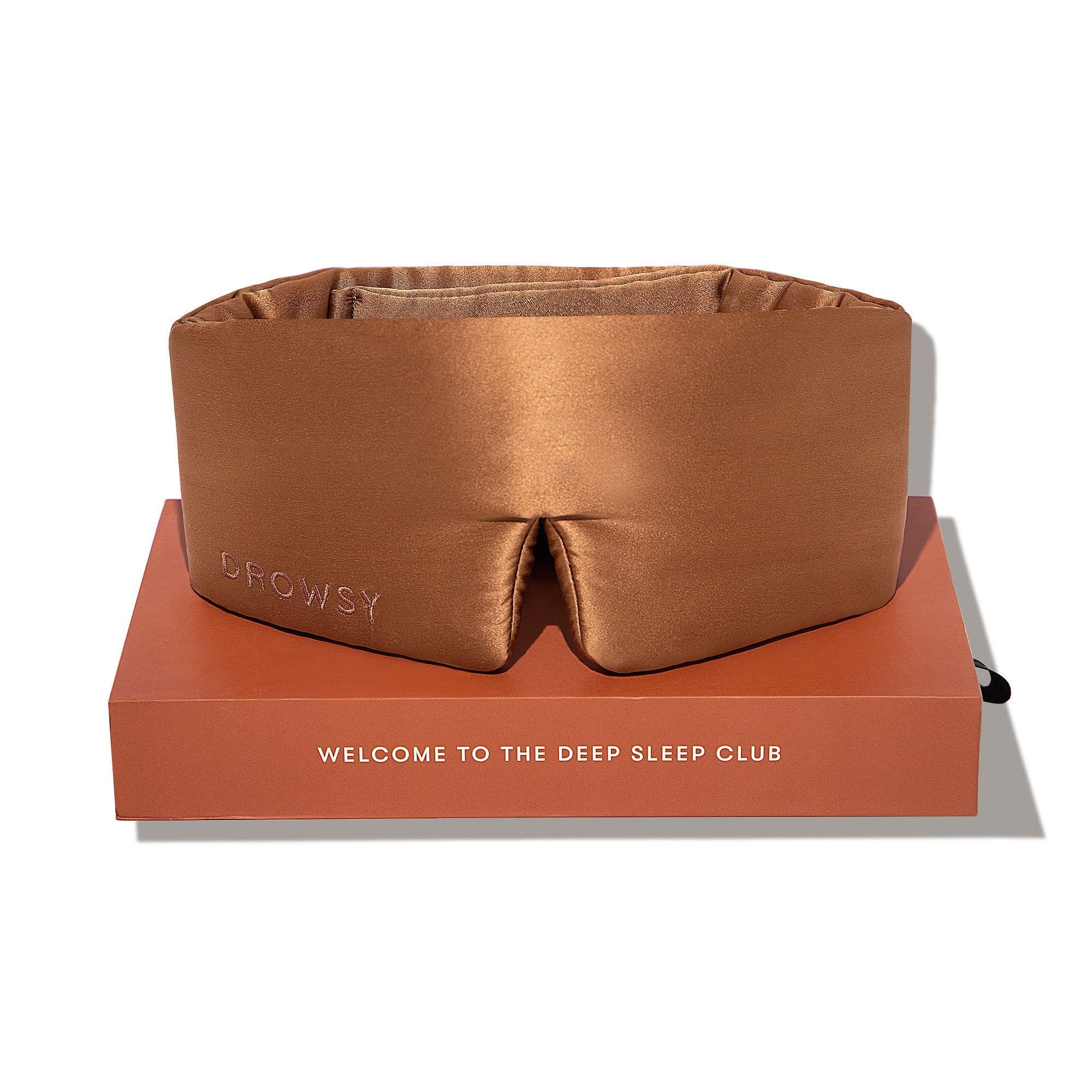 Drowsy DROWSY Silk Sleep Mask. Face-Hugging, Padded Silk Cocoon for Luxury Sleep in Total Darkness. (Pumpkin Spice)